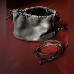 Strathberry Charlotte Midi Bucket Bag in Taupe